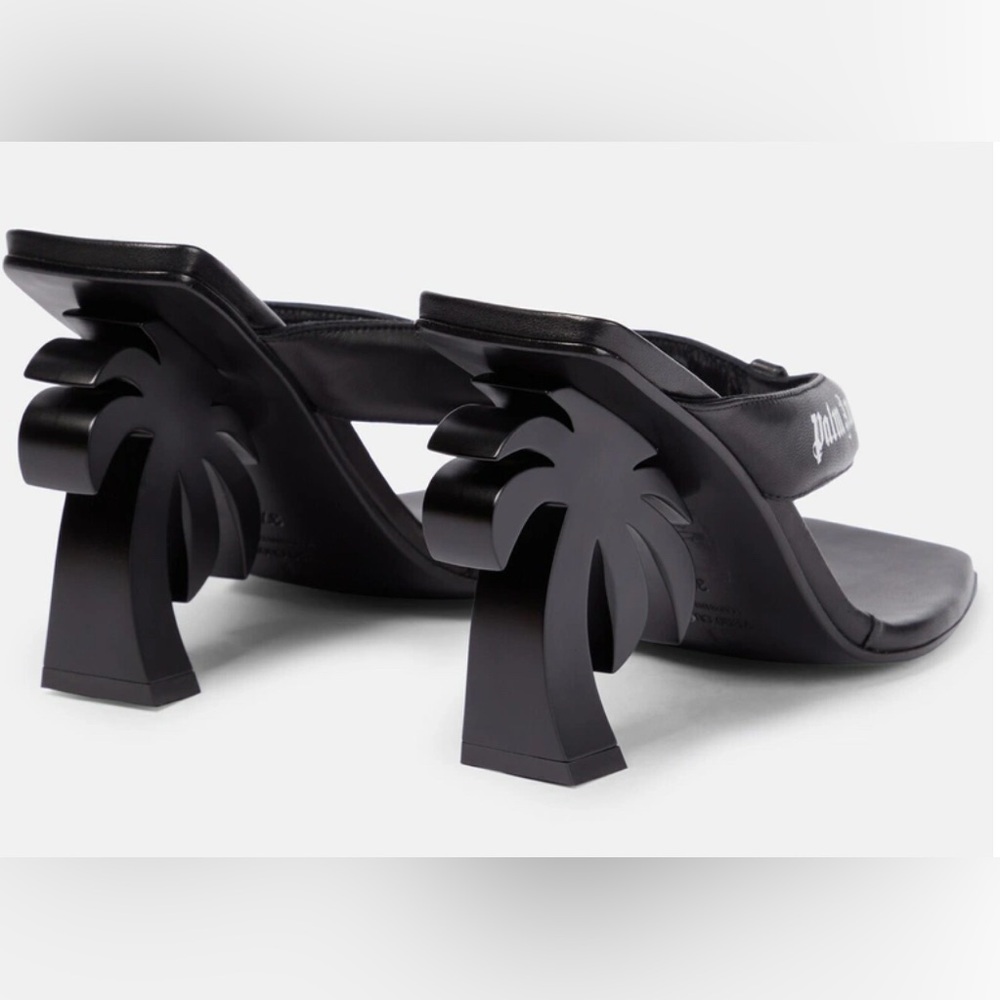 NIB [Palm Angels] Palm Beach Sandal Heels In Black w/ White Women’s EU 38 / US 7 - Picture 7 of 16